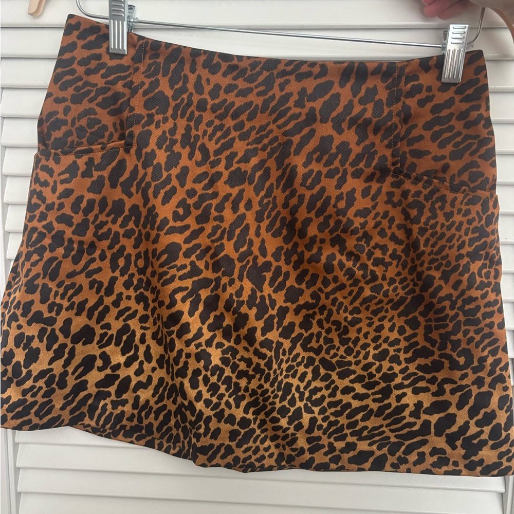 Ecote Brown and Gold Skater Mini Skirt